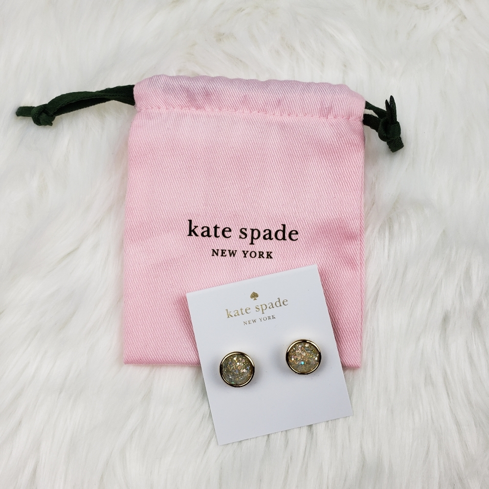 Kate Spade Opal Glitter Gumdrop Stud Earrings NEW